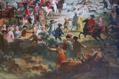 鹿狩り、ヴィットリオ・アメデオ・チニャーローリ（1730-1800）作、キャンバスに油彩、従者のホール、狩猟住居、フィリッポ・ジュヴァラ（1678-1736）作、イタリア、ピエモンテ州ストゥピニージ 作： Filippo or Juvara Juvarra