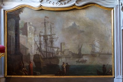 海景画、暖炉のスクリーン、狩猟住居、フィリッポ・ジュヴァラ作（1678-1736）、ストゥピニージ、ピエモンテ、イタリア 作： Filippo or Juvara Juvarra