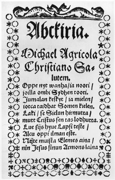 ミカエル・アグリコラのアルファベット入門書（1508-57）（印刷） 作： Finnish School