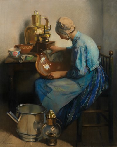 掃除婦 (キャンバスに油彩) 作： Firmin Baes