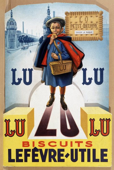 ルフェーヴル＝ユティル（LU）のビスケットは、ブルターニュ地方のポスター学校であるフィルミン・ブワッセの原画をもとに作られています。 作： Firmin Bouisset