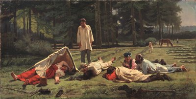 干し草の収穫で休む、1887 作： Firs Sergeevich Zhuravlev