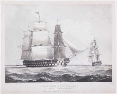 アメリカ船第1号、1845年頃（リトグラフ） 作： Fitz Henry (after) Lane