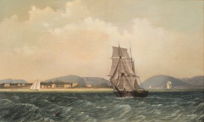 沖山メイン州デザート島、1850 作： Fitz Henry Lane