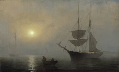 霧の中の船、グロスター港 作： フィッツ・ヘンリー・レーン
