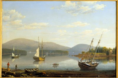 アメリカ・メイン州ソメス港の眺め ヒュー・レーン・フィッツ（1804-1865）の絵画 1850年 個人蔵 作： Fitz Henry Lane