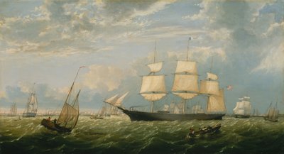 ニューヨーク港に入る黄金の州、1854年。 作： Fitz Hugh Lane