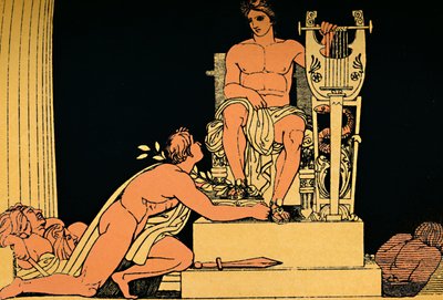 アポロに服従するオレステス、1880 作： Flaxman
