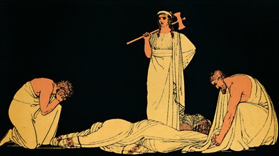 アガメムノンの殺害、1880年 作： Flaxman