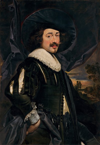つば広帽子の男の肖像 作： Flemish 17th Century