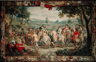 ユドカス・デ・ボスの工房「軍事学」シリーズの「騎兵隊の行進」1715～24年頃（タペストリー 作： Flemish School