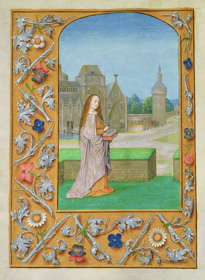 追加 54782 f.70v St. Barbara、Hastings Hours、c.1475-83 (ベラム) から 作： Flemish School