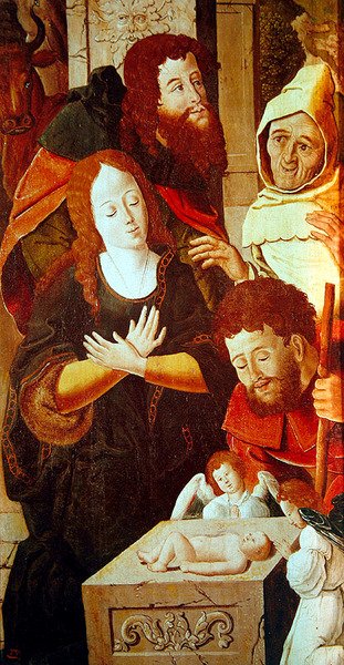 羊飼いの礼拝、三連祭壇画の詳細、1530年頃 作： Flemish School
