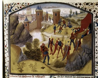十字軍アンティオキア城壁でのモスレムと十字軍の戦い 作： Flemish School