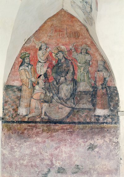 いばらの冠を冠したキリスト、地下室の壁画、1480〜1540年 作： Flemish School