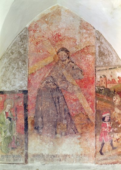 十字架を運ぶキリスト、地下室の壁画、c.1480-1540 作： Flemish School