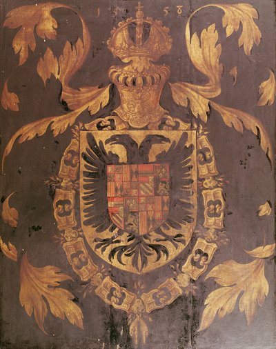 チャールズ5世の紋章、神聖ローマ皇帝、1558年（パネルに油彩） 作： Flemish School