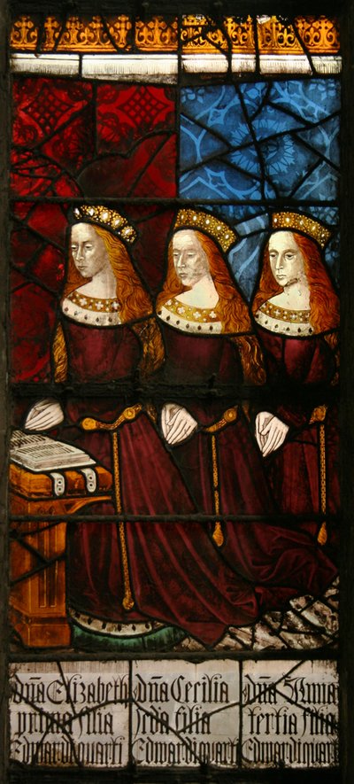 エドワード4世の娘たち」1480年頃（ステンドグラス 作： Flemish School