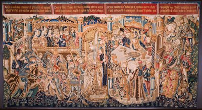 フランダースのタペストリー。 シリーズ The History of Thebe (De geschiedenis van Thebe-La Historia de Tebas): Tidio and Polyneses (Tideus en Polineikes, Tidio y Polyneces)。 1490～1500年頃。 作： Flemish School