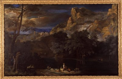ファン・ブルーメン作とされるフランドル風景画 作： Flemish School