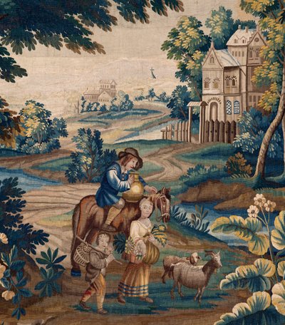 フランダースのタペストリー。 17世紀末。 教会 Sint-Walburgakerk Oudenaarde (Sint-Walburga の牧師) の所有物。 作： Flemish School