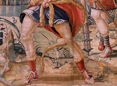 フランダースのタペストリー。 シリーズ ヘラクレスの労働。 Hercules と Stymphalian の鳥 (Hércules y las aves del lago Estínfalo)。 現存するシリーズ初のタペストリー。 モデル不明。 ブリュッセルのウィレム・デルモヤンのマニュファクチュール。 1528年頃。生地 シルクとウール。 ; サイズ 作： Flemish School