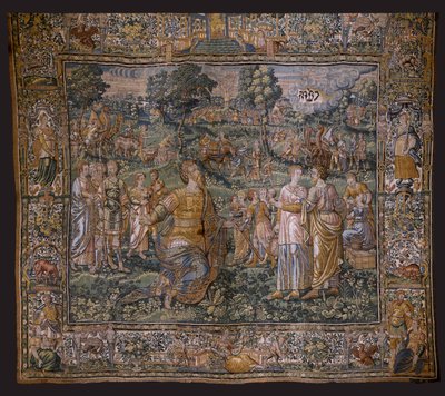 フランダースのタペストリー。 シリーズ：エイブラハムの歴史。 アブラハムの召命 (The Vocation of Abraham)。 1575-1について 作： Flemish School