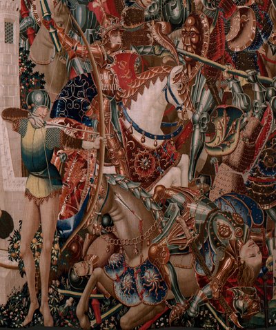 フランダースのタペストリー。 シリーズ不明。 ローマ史？ Tarquinius Priscus (タルキーノ・プリスコ)。 ブリュッセルの工房で製造?. 1475 年頃。布 ウールとシルク、1 cm あたり 6 本の縦糸。 起源 アルバ デ アリステ伯爵の寄贈品で、1608 年に大聖堂に到着しました。 ロカティ 作： Flemish School