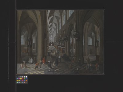 アントワープ大聖堂の内部（キャンバスに油彩） 作： Flemish School