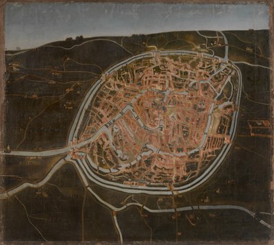 ブルージュの地図 (キャンバスに油彩) 作： Flemish School