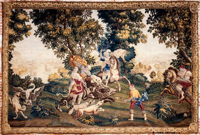 宮殿 (Eu の城)。 博物館（Eu城のルイ・フィリップ美術館）。 フランダースのタペストリー。 シルヴィオの狩り。 18世紀。 294×436cm。 作： Flemish School