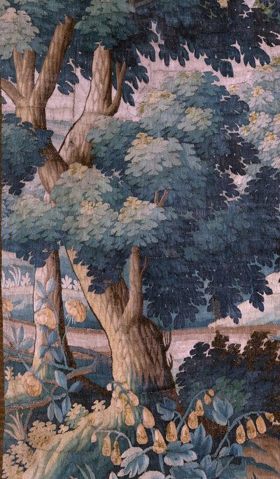 教区教会 (聖ヴァルブルガ教会)。 フランダースのタペストリー「Verdure」。 アウデナールデ。 17世紀末から18世紀初頭。 教会 Sint-Walburgakerk Oudenaarde の所有物。 作： Flemish School