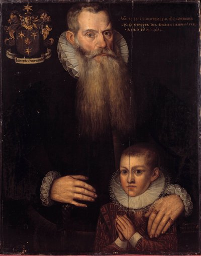 シャルル・ド・コンド（1535-1602）とその息子ジョンの肖像（1592年） 17世紀のフランドル派の絵画。薄さ0.81 x 0.64 m ヴェルサイユ宮殿、ヴェルサイユ宮殿・トリアノン美術館 作： Flemish School