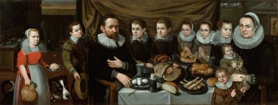 正午の食事、1610年代の家族の肖像 作： Flemish School