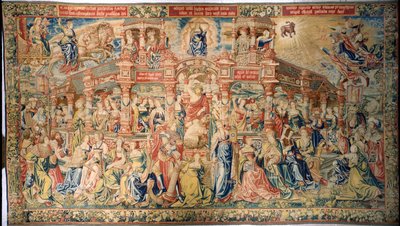 神の知恵の宮廷に到着したプルーデンスを描いたタペストリー（ブリュッセルより 作： Flemish School