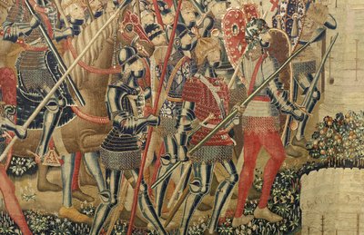 ポルトガル王アルフォンソ5世の征服を描いたタペストリー（Conquistas de Alfonso V de Portugal）、トゥルナイ。詳細(ウールとシルク) 作： Flemish School