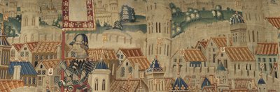 ポルトガル王アルフォンソ5世の征服を描いたタペストリー（Conquistas de Alfonso V de Portugal）、トゥルナイ。詳細(ウールとシルク) 作： Flemish School
