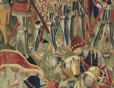 ポルトガル王アルフォンソ5世の征服を描いたタペストリー（Conquistas de Alfonso V de Portugal）、トゥルナイ。詳細(ウールとシルク) 作： Flemish School