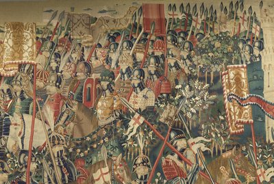 ポルトガル王アルフォンソ5世の征服を描いたタペストリー（Conquistas de Alfonso V de Portugal）、トゥルナイ。詳細(ウールとシルク) 作： Flemish School