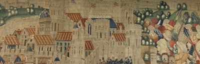 ポルトガル王アルフォンソ5世の征服を描いたタペストリー（Conquistas de Alfonso V de Portugal）、トゥルナイ。詳細(ウールとシルク) 作： Flemish School