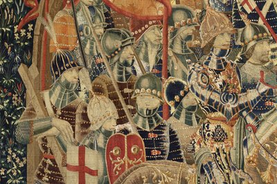 ポルトガル王アルフォンソ5世の征服を描いたタペストリー（Conquistas de Alfonso V de Portugal）、トゥルナイ。詳細(ウールとシルク) 作： Flemish School