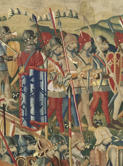 ポルトガル王アルフォンソ5世の征服を描いたタペストリー（Conquistas de Alfonso V de Portugal）、トゥルナイ。詳細(ウールとシルク) 作： Flemish School