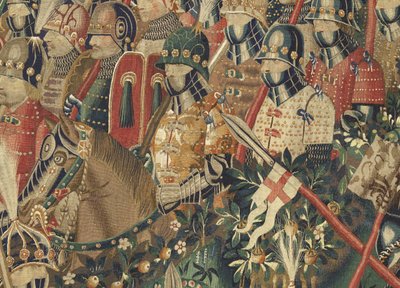 ポルトガル王アルフォンソ5世の征服を描いたタペストリー（Conquistas de Alfonso V de Portugal）、トゥルナイ。詳細(ウールとシルク) 作： Flemish School