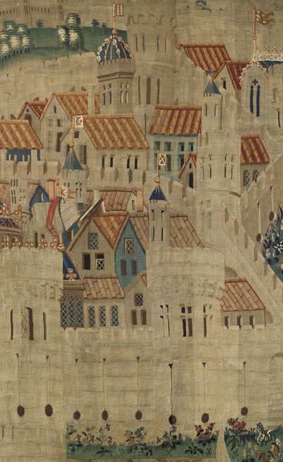 ポルトガル王アルフォンソ5世の征服を描いたタペストリー（Conquistas de Alfonso V de Portugal）、トゥルナイ。詳細(ウールとシルク) 作： Flemish School