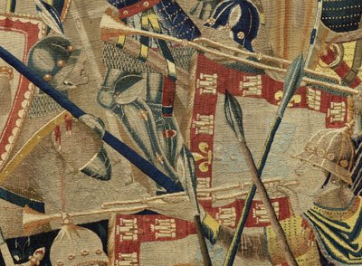 ポルトガル王アルフォンソ5世の征服を描いたタペストリー（Conquistas de Alfonso V de Portugal）、トゥルナイ。詳細(ウールとシルク) 作： Flemish School