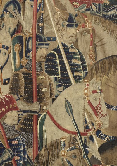 ポルトガル王アルフォンソ5世の征服を描いたタペストリー（Conquistas de Alfonso V de Portugal）、トゥルナイ。詳細(ウールとシルク) 作： Flemish School