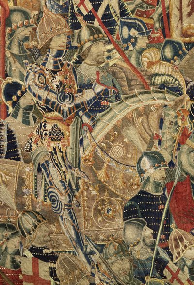 ポルトガル王アルフォンソ5世の征服を描いたタペストリー（Conquistas de Alfonso V de Portugal）、トゥルナイ。詳細(ウールとシルク) 作： Flemish School