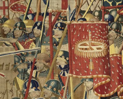 ポルトガル王アルフォンソ5世の征服を描いたタペストリー（Conquistas de Alfonso V de Portugal）、トゥルナイ。詳細(ウールとシルク) 作： Flemish School