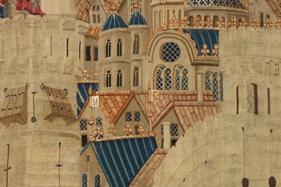 ポルトガル王アルフォンソ5世の征服を描いたタペストリー（Conquistas de Alfonso V de Portugal）、トゥルナイ。詳細(ウールとシルク) 作： Flemish School