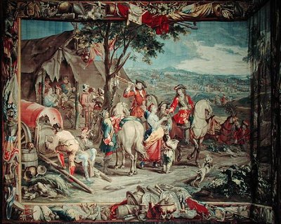 ユドカス・デ・ボスの工房の「軍事学」シリーズの「陣地」、1715〜24年頃（タペストリー 作： Flemish School